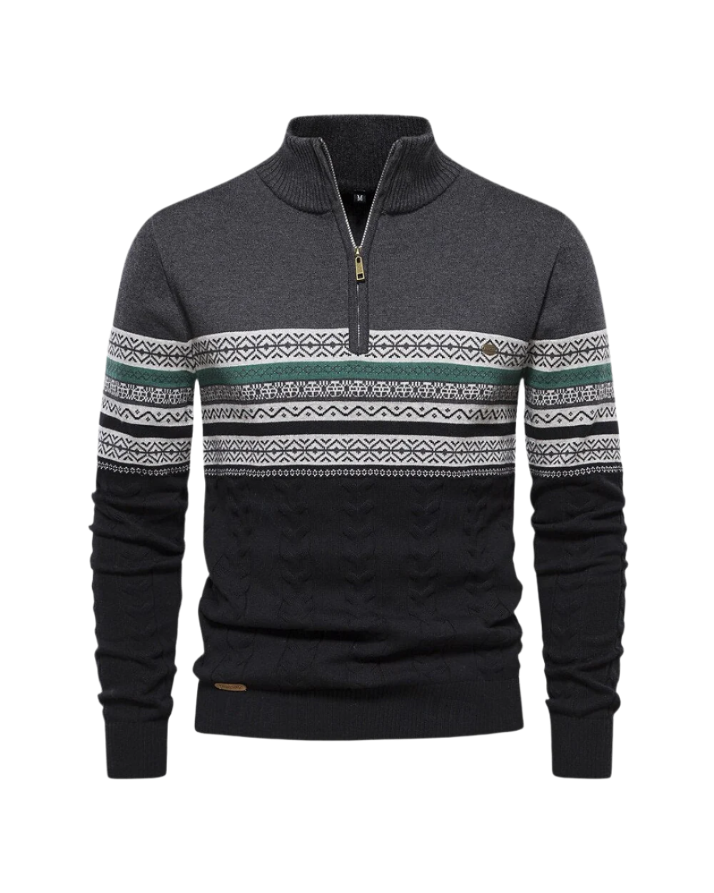 Frederico Cotton Zip Sweater with Pattern