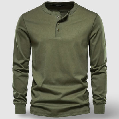 Elegant Cotton Long Sleeve Henley