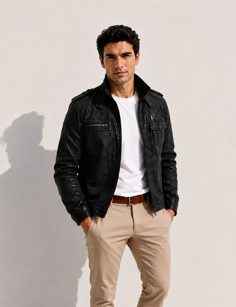 Monarch Jeans Leder Jacke