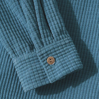 Hooded Corduroy Button Up Shirt