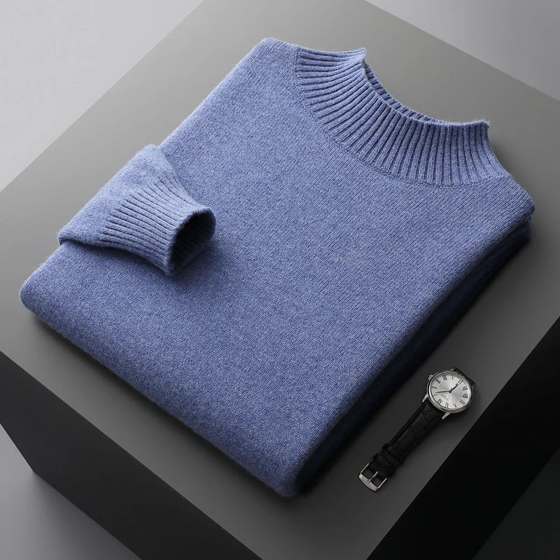 Elegant High Collar Merino Wool Turtleneck