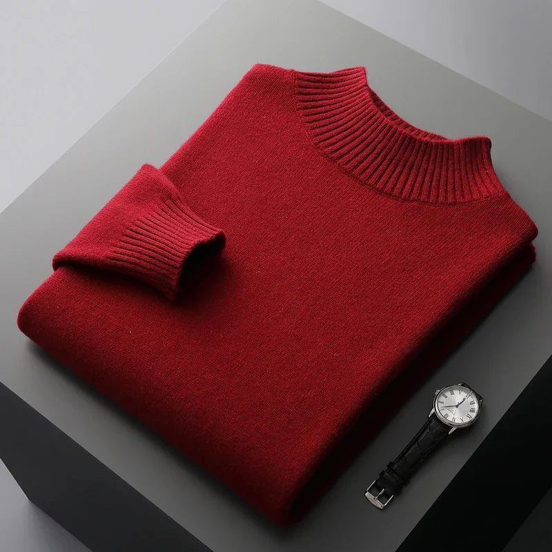 Elegant High Collar Merino Wool Turtleneck